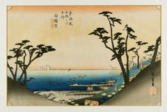 Antique Shirasuka, 32nd Station - Original Woodcut by Hiroshige Utagawa