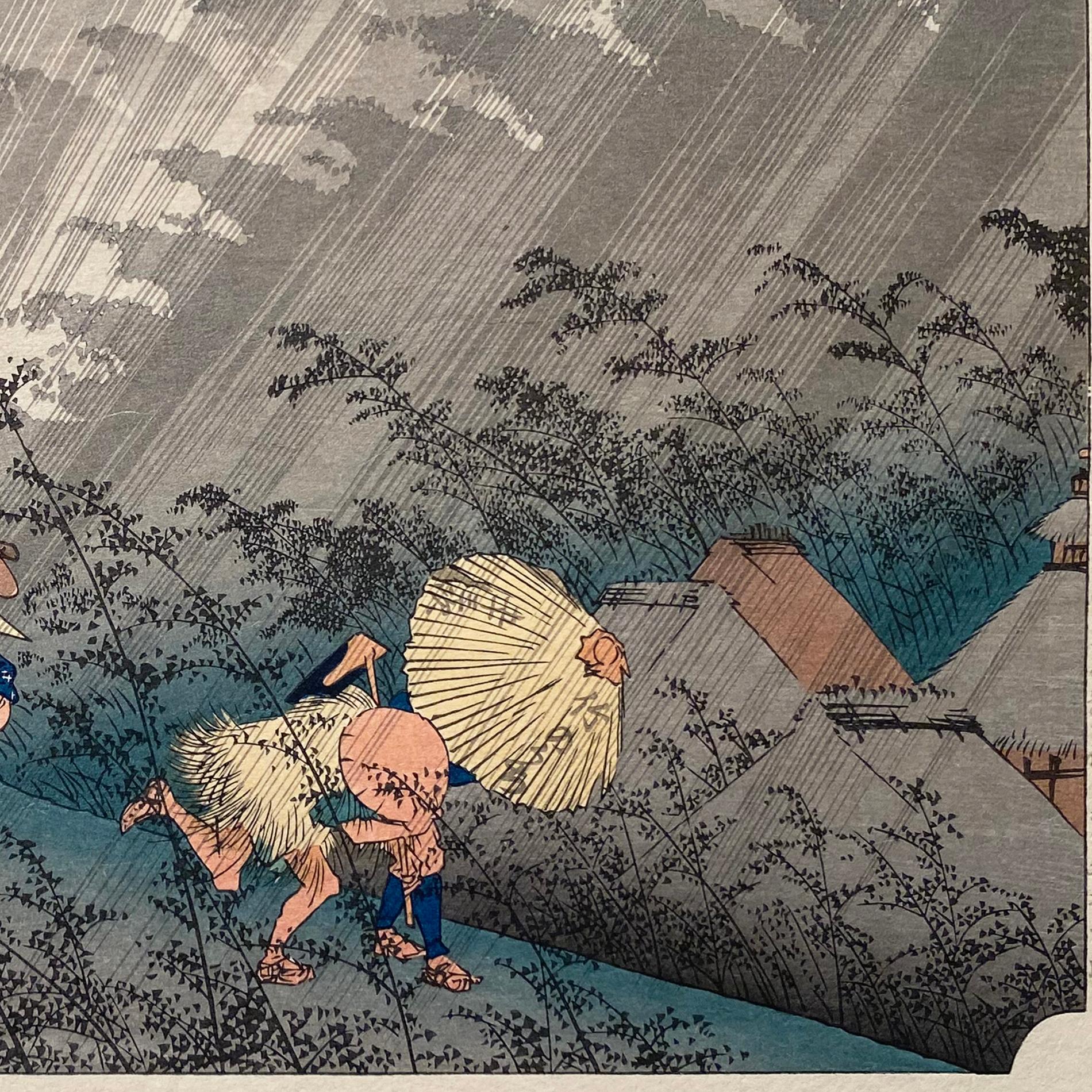 'Shono Rain', After Utagawa Hiroshige 歌川廣重, Ukiyo-e Woodblock, Tokaido For Sale 1
