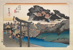 Vue de Fujisawa, d'après Utagawa Hiroshige 歌川廣重, Ukiyo-e Woodblock, Tokaido