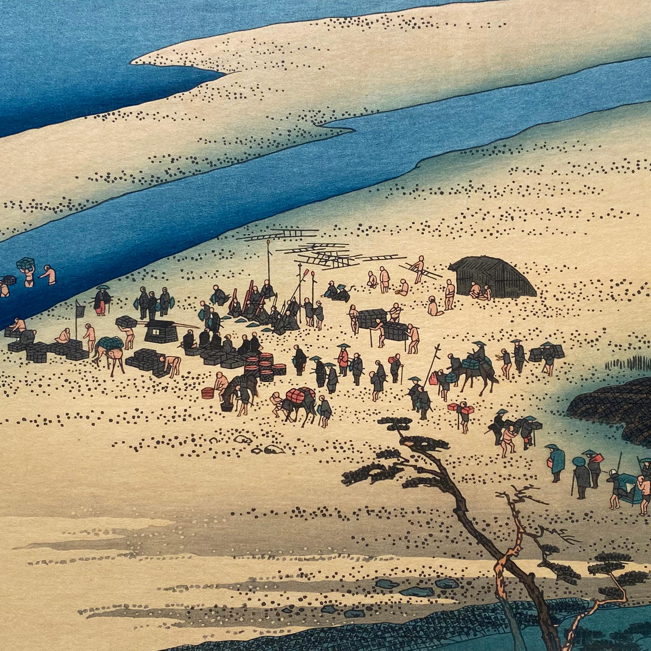 'View of Shimada', After Utagawa Hiroshige 歌川廣重, Ukiyo-e Woodblock, Tokaido For Sale 1