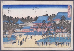 View of Zojo-ji Temple in Tokyo - by Hiroshige Utagawa - 1850s