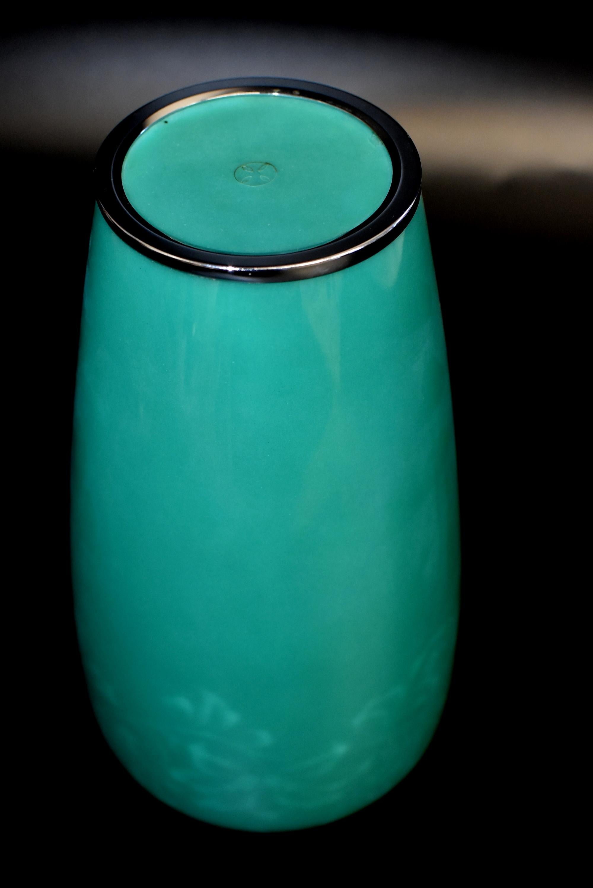 Ando Jubei Green Celadon Wireless Cloisonné Vase, Signed, Original Packaging 3