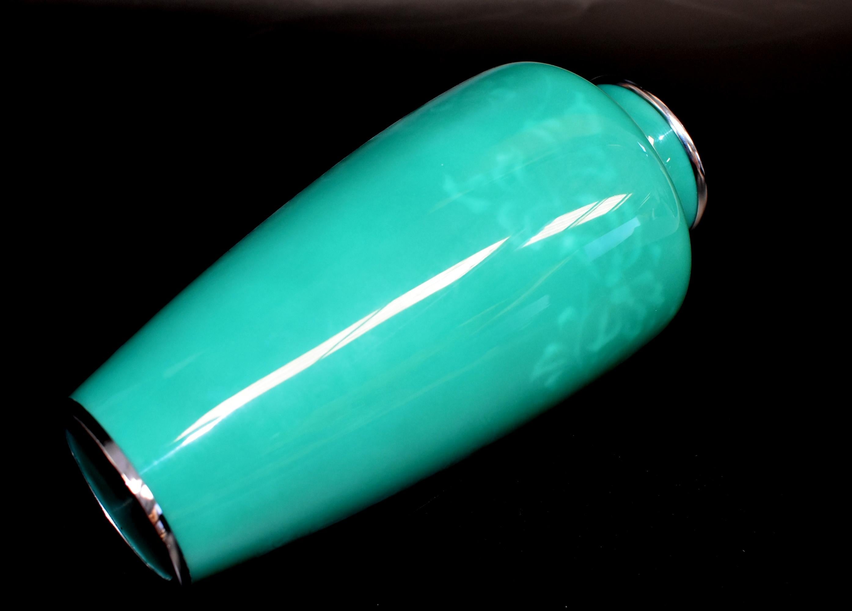 Ando Jubei Green Celadon Wireless Cloisonné Vase, Signed, Original Packaging 4