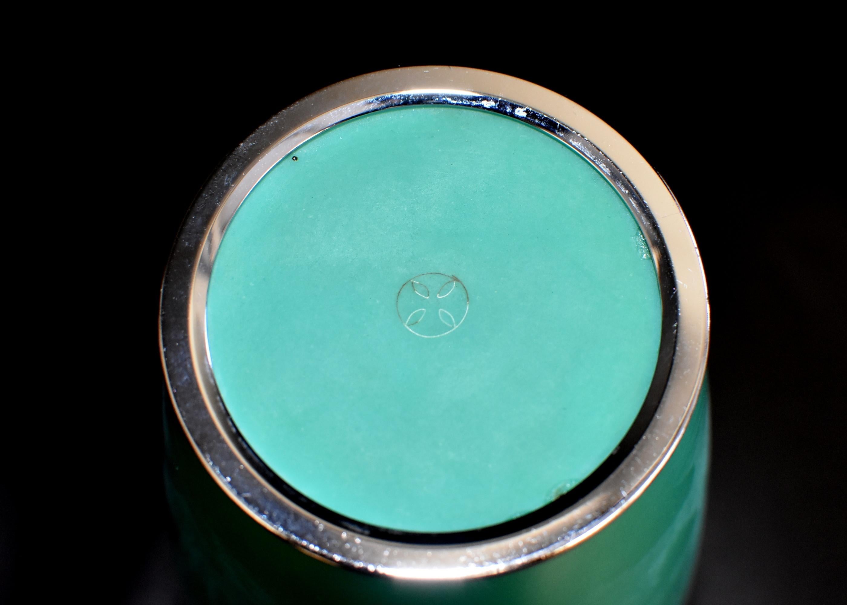 Ando Jubei Green Celadon Wireless Cloisonné Vase, Signed, Original Packaging 1