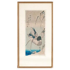 Antique Ando Utagawa Hiroshige Japanese Woodblock Print Mallard Duck