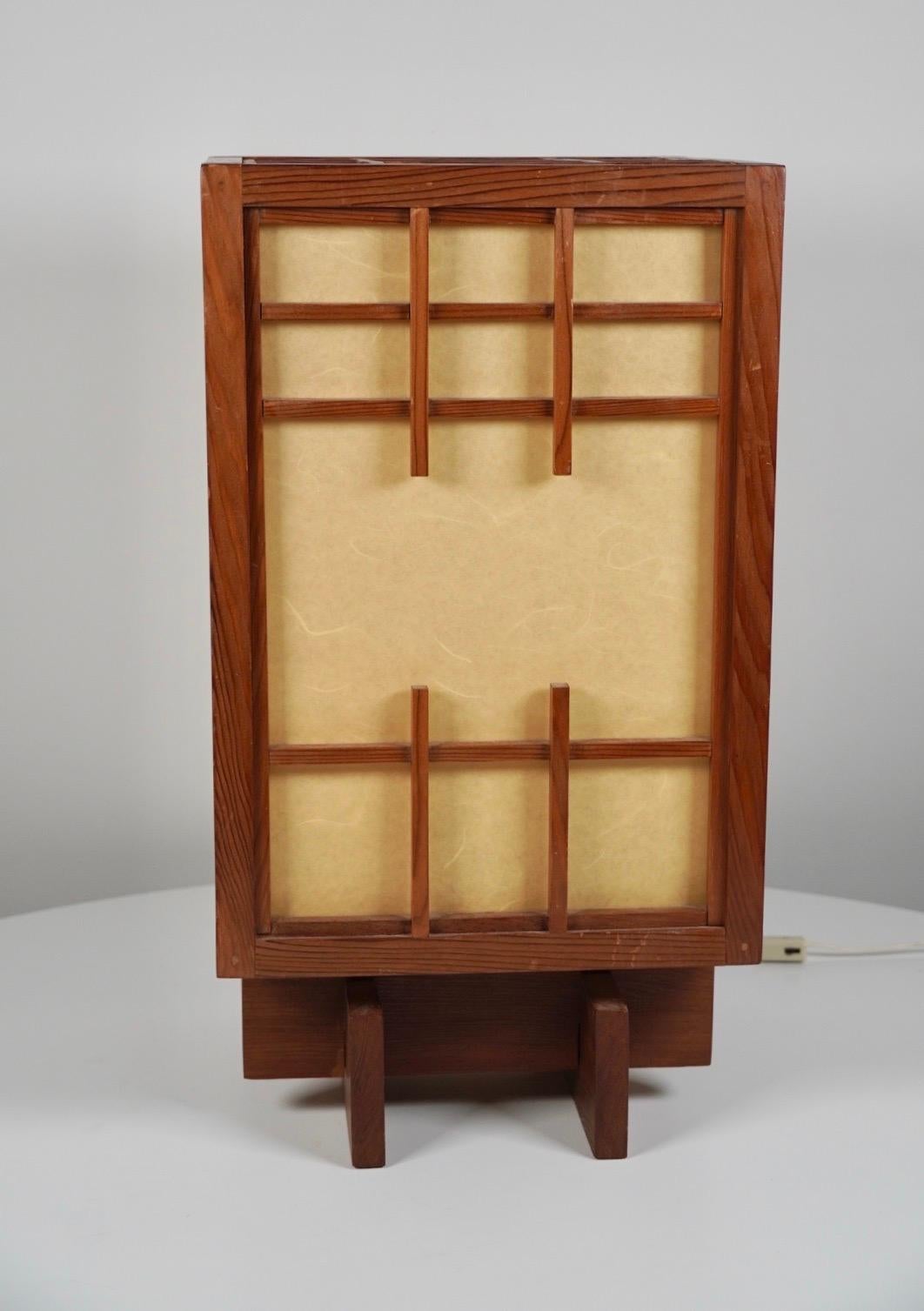 Japonisme Andon Style Table Lamp in Redwood / California Studio Crafted