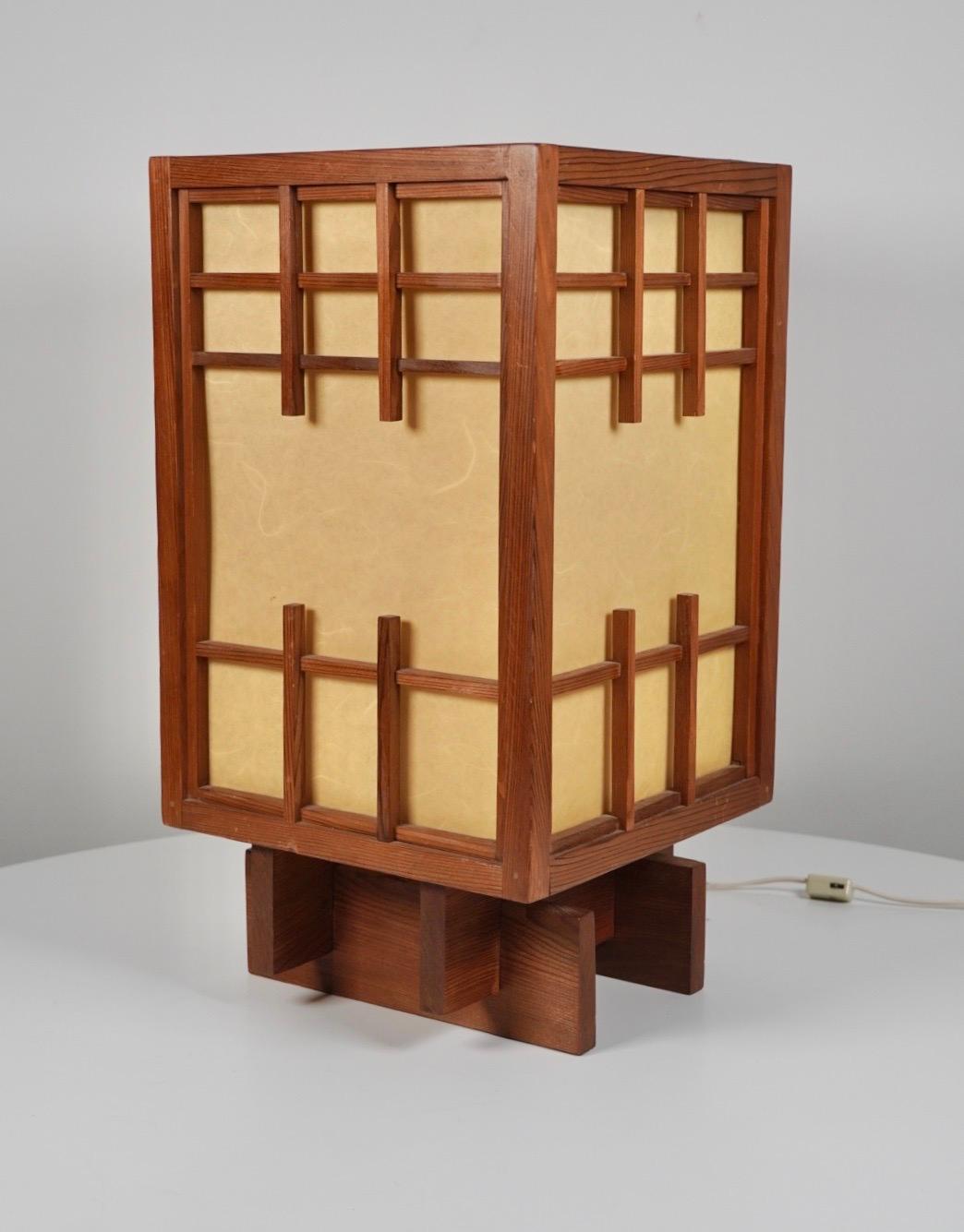 American Andon Style Table Lamp in Redwood / California Studio Crafted
