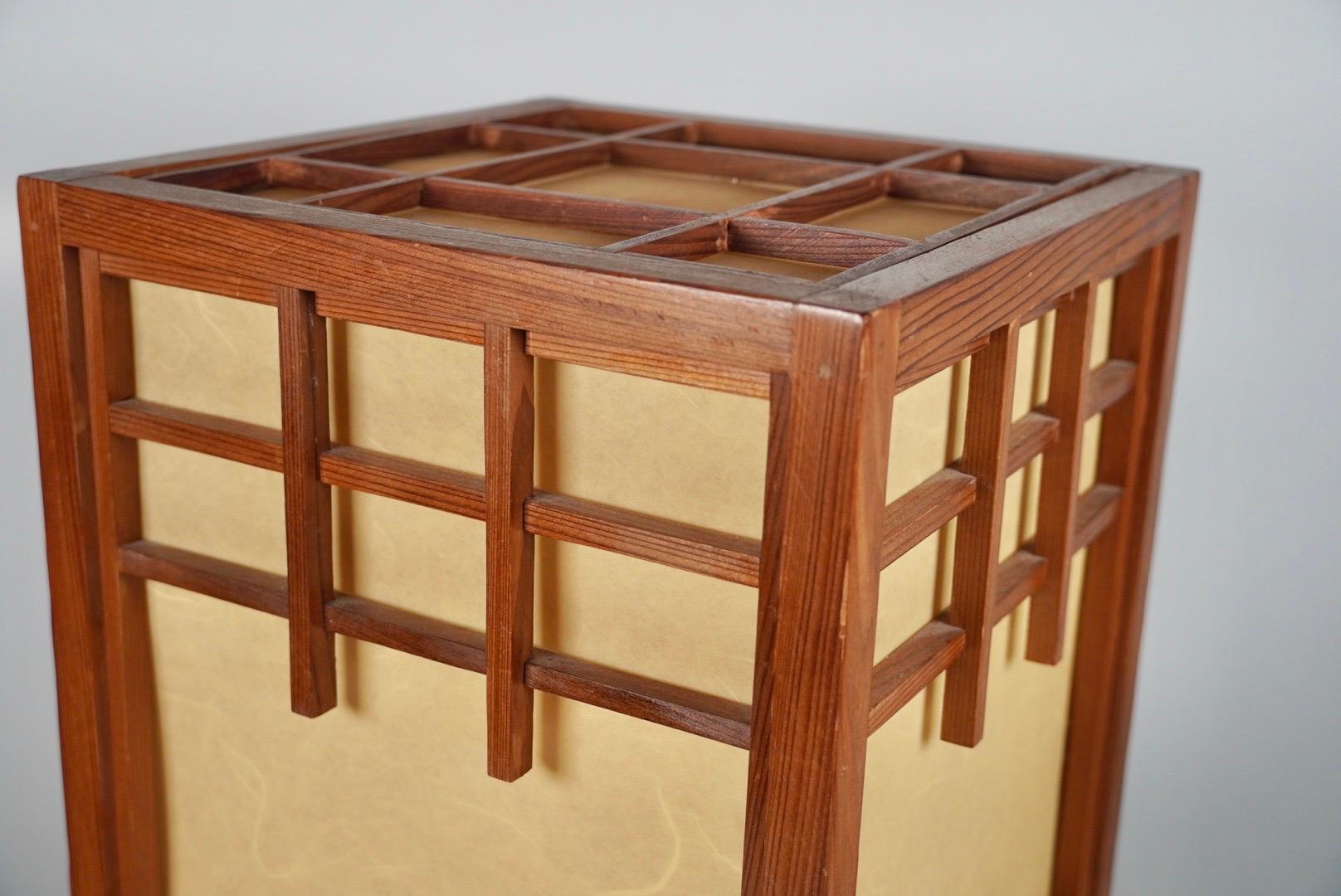 Woodwork Andon Style Table Lamp in Redwood / California Studio Crafted