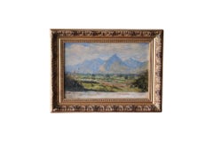 Paesaggio dipinto a olio dall'artista francese André Albert Albertin, paesaggio francese