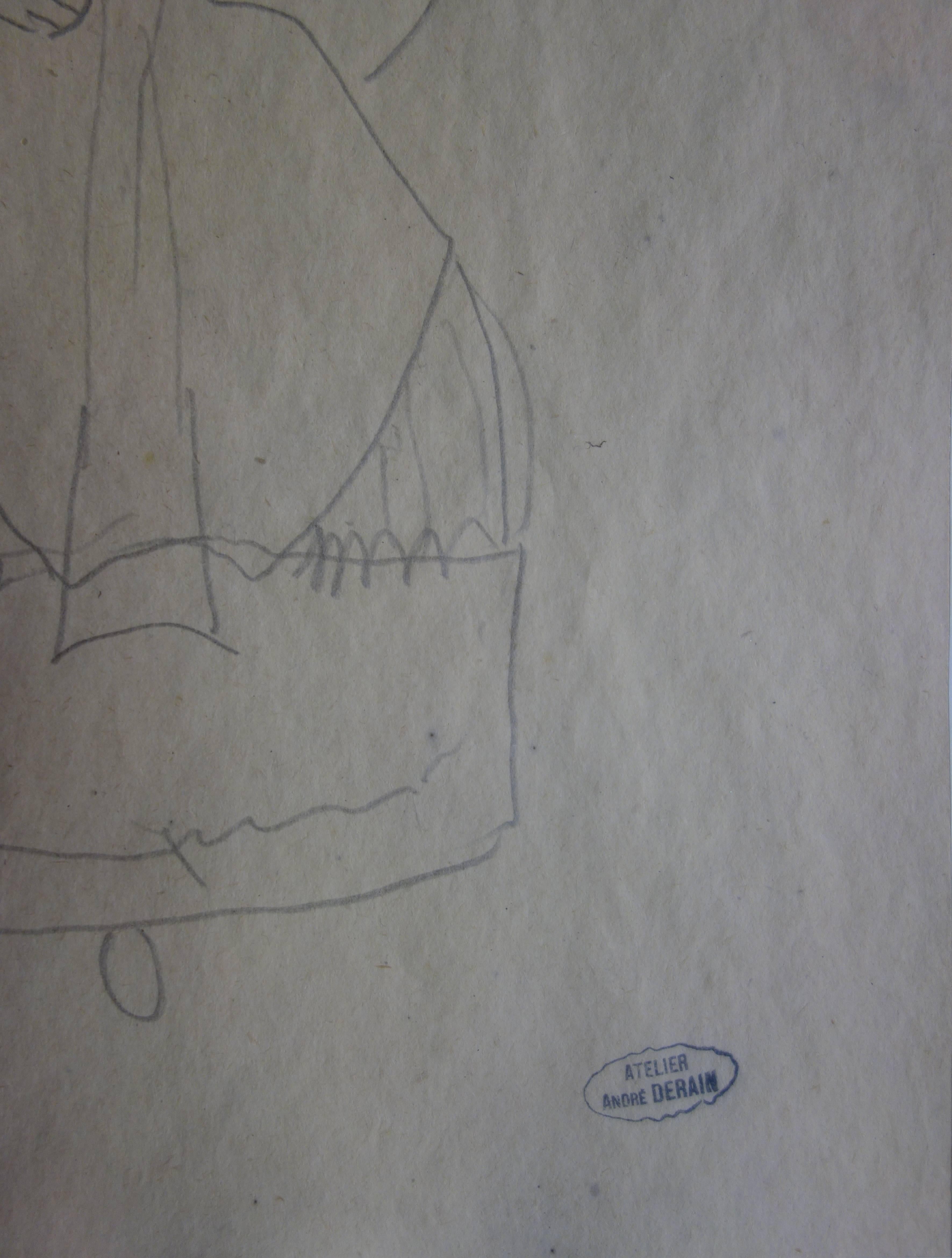 Opera singer - Original signed drawing  - Modern Art by André Derain