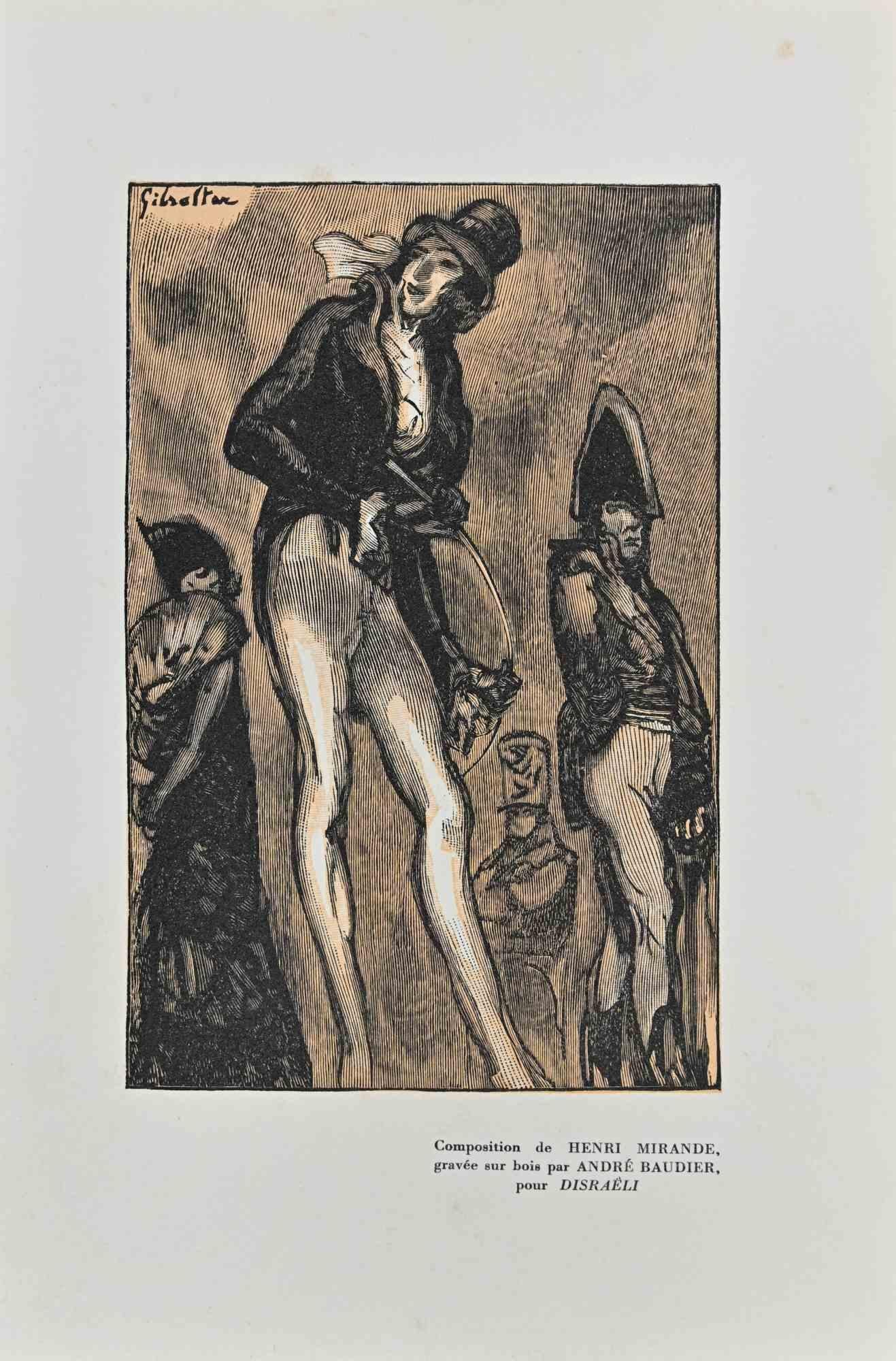 Monarchist is an original woodcut print on ivory-colored paper realized by French artist André Baudier in the 1930s.

On the lower right description in French.

Very good conditions.
