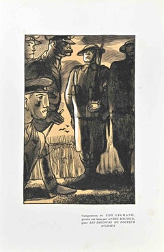 Vintage The Militaries - Original Woodcut print by André Baudier - 1930s