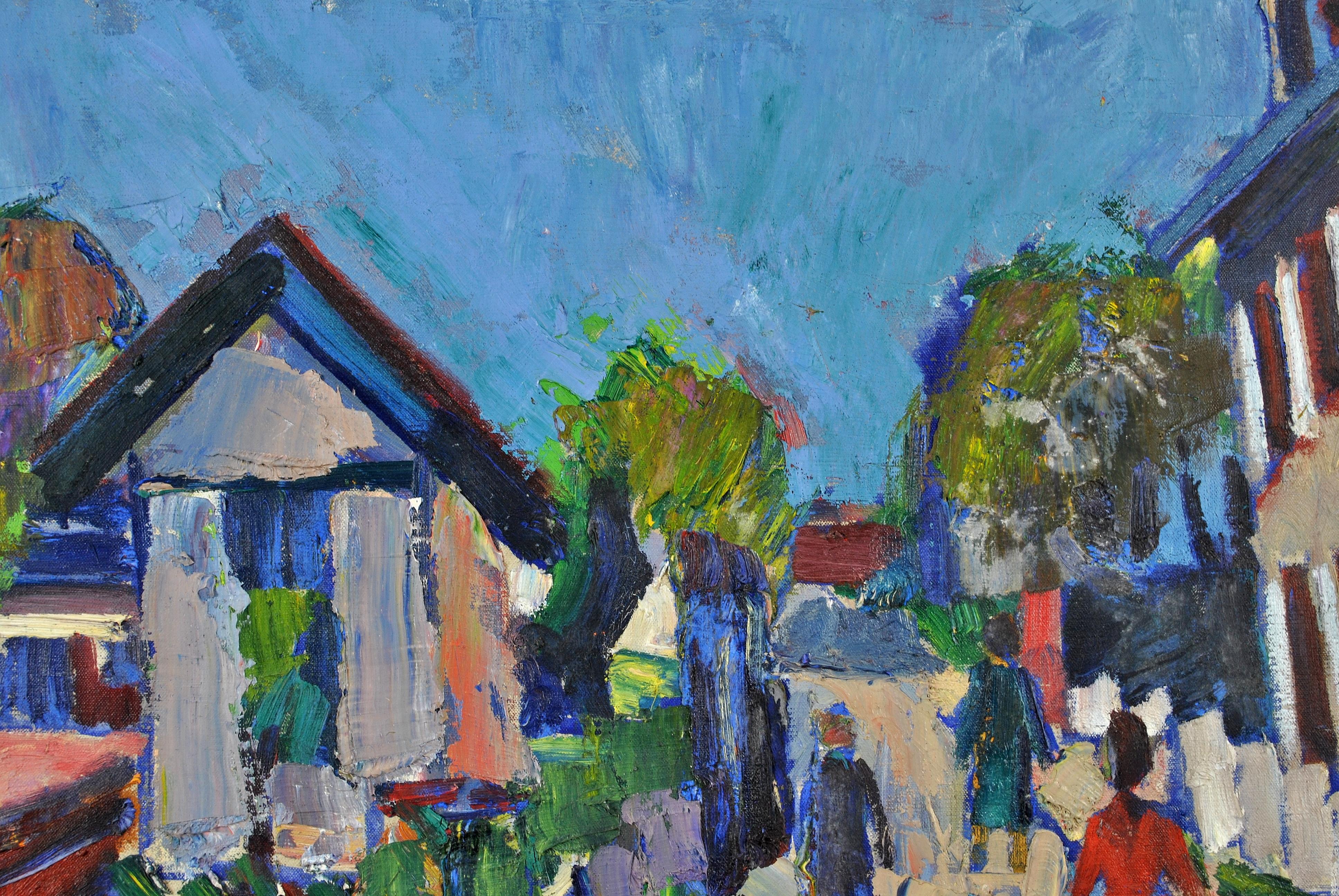 Promenade de l'après-midi - Peinture de paysage expressionniste français du milieu du siècle 1950 - Expressionniste Painting par André Beaucé