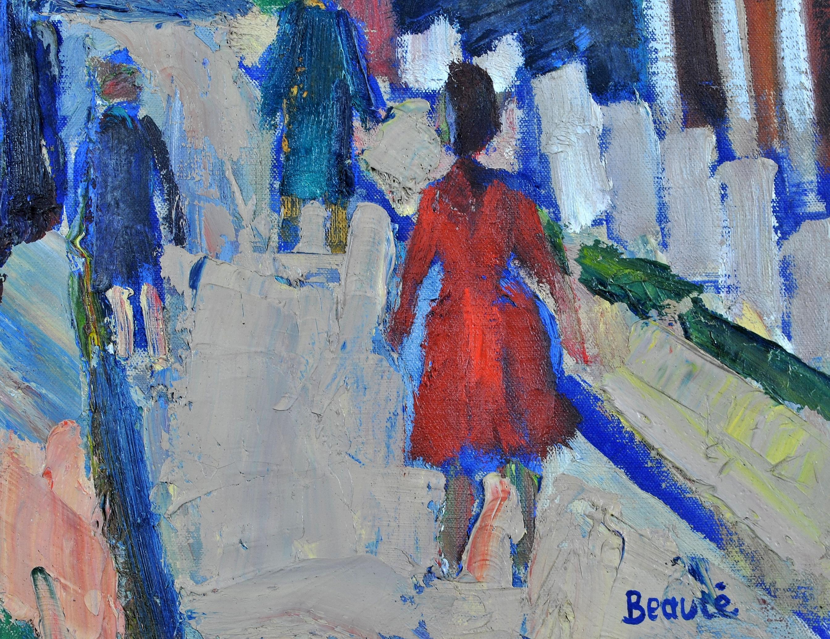 Promenade de l'après-midi - Peinture de paysage expressionniste français du milieu du siècle 1950 en vente 1