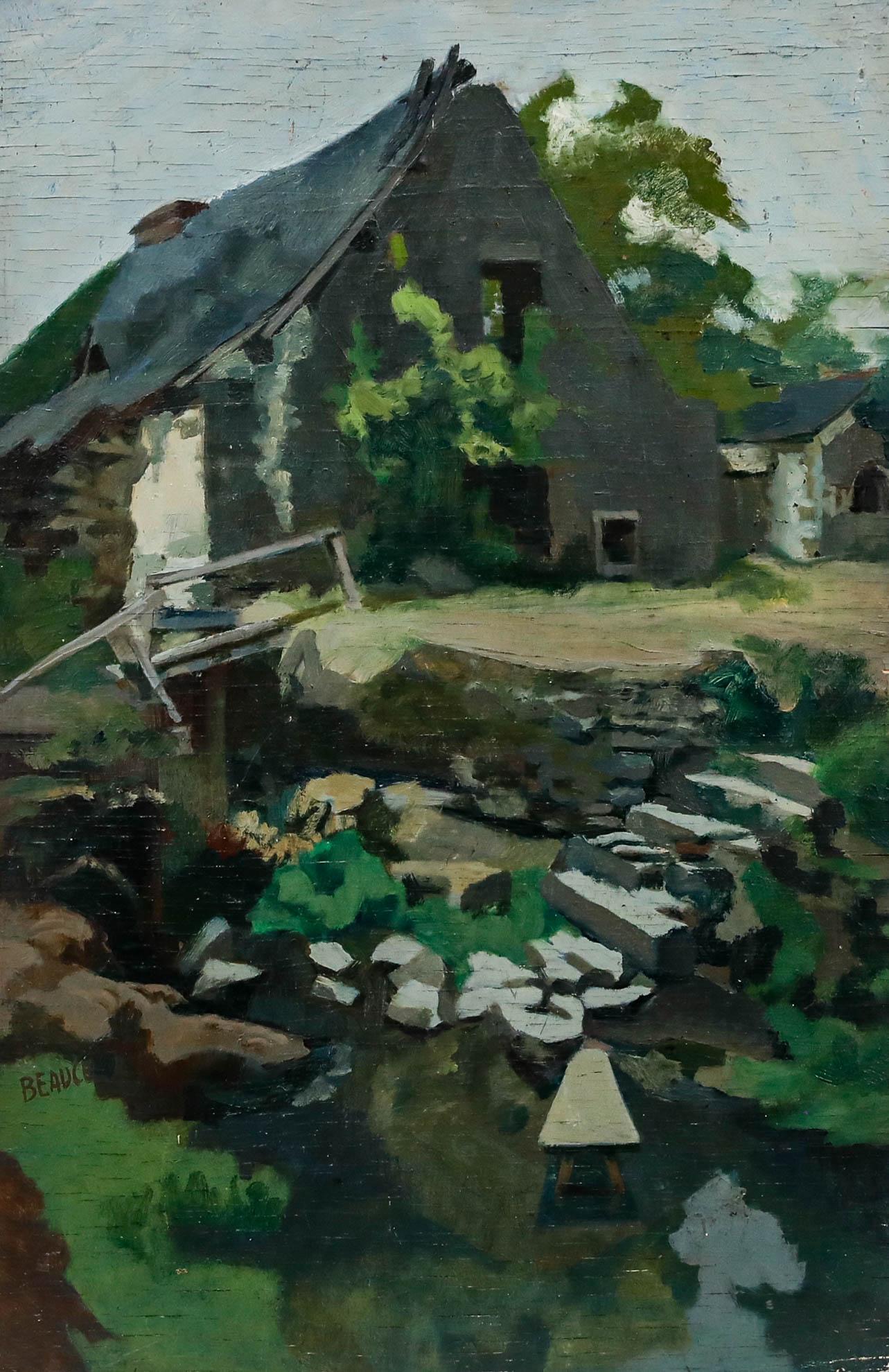 Andre Beauce (1911-1974) - Olio del 1934, Veduta di una fattoria - Painting di André Beaucé