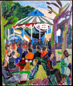 Funfair - Peinture à l'huile sur toile expressionniste française du milieu des années 1950