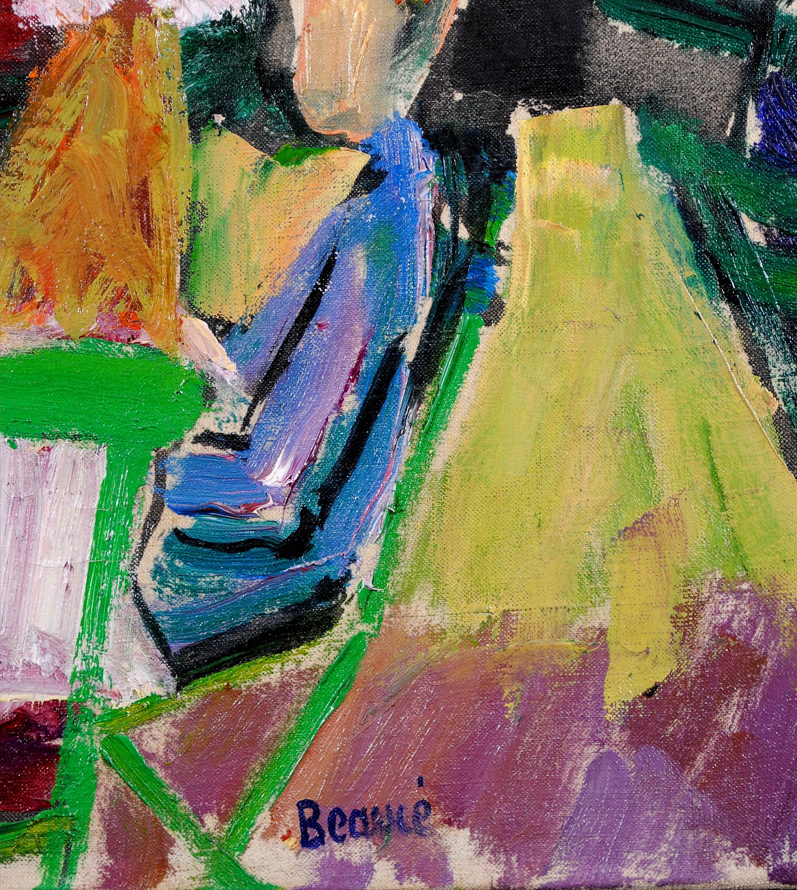 Funfair - 1950er Jahre Französisch Expressionist Mid Century Öl auf Leinwand Gemälde (Grau), Landscape Painting, von André Beaucé
