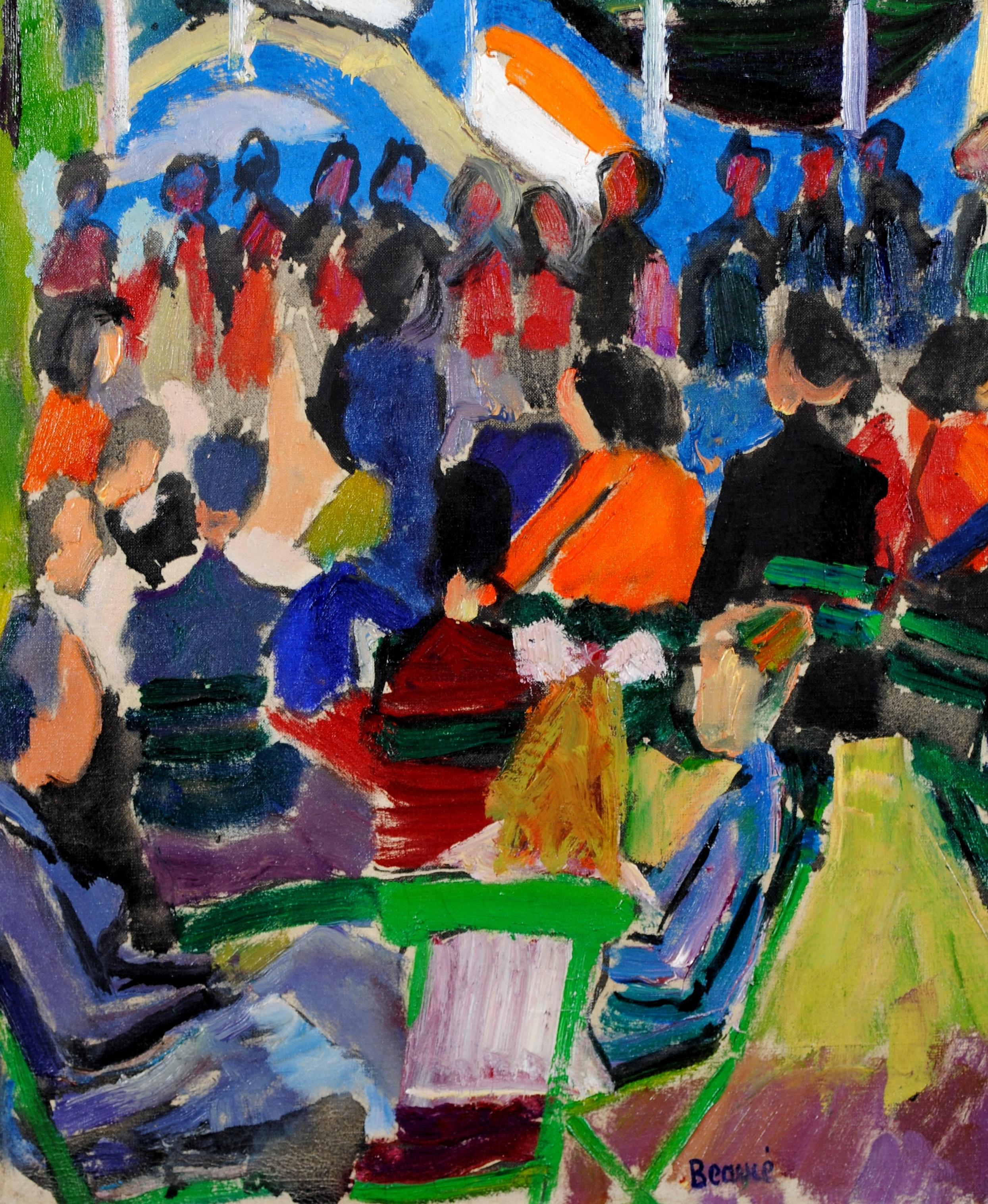 Funfair - 1950er Jahre Französisch Expressionist Mid Century Öl auf Leinwand Gemälde im Angebot 1