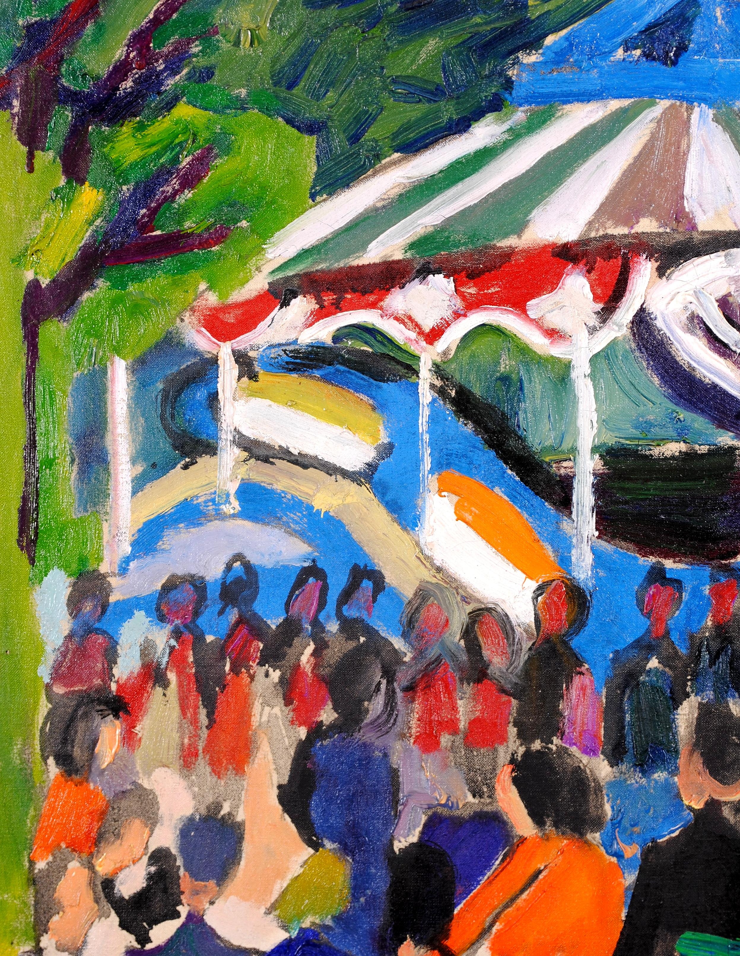Funfair - 1950er Jahre Französisch Expressionist Mid Century Öl auf Leinwand Gemälde im Angebot 2