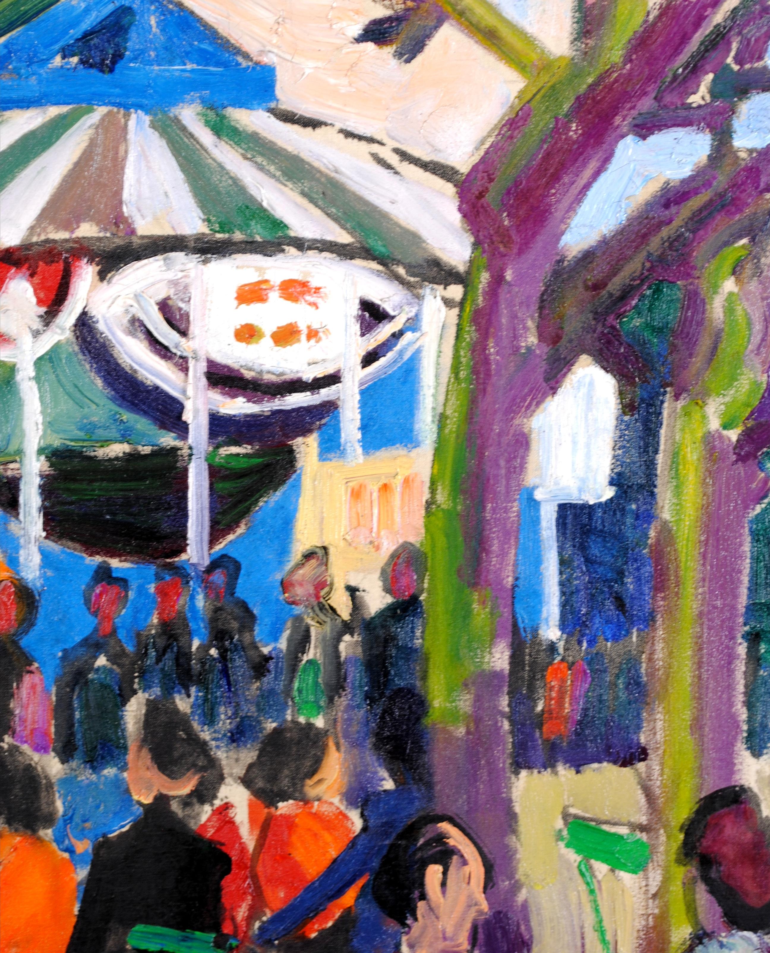 Funfair - 1950er Jahre Französisch Expressionist Mid Century Öl auf Leinwand Gemälde im Angebot 3