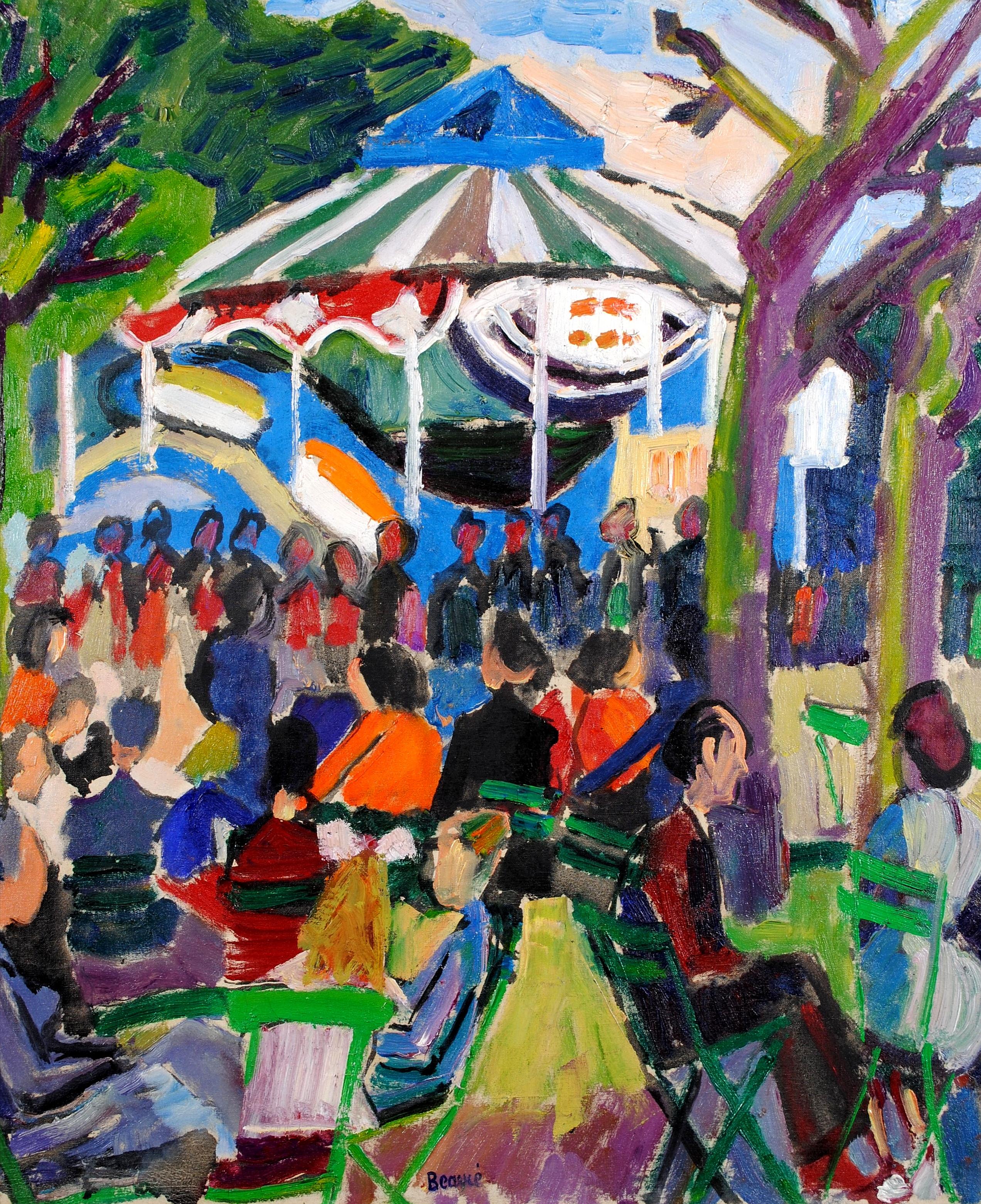 Funfair - 1950er Jahre Französisch Expressionist Mid Century Öl auf Leinwand Gemälde im Angebot 4