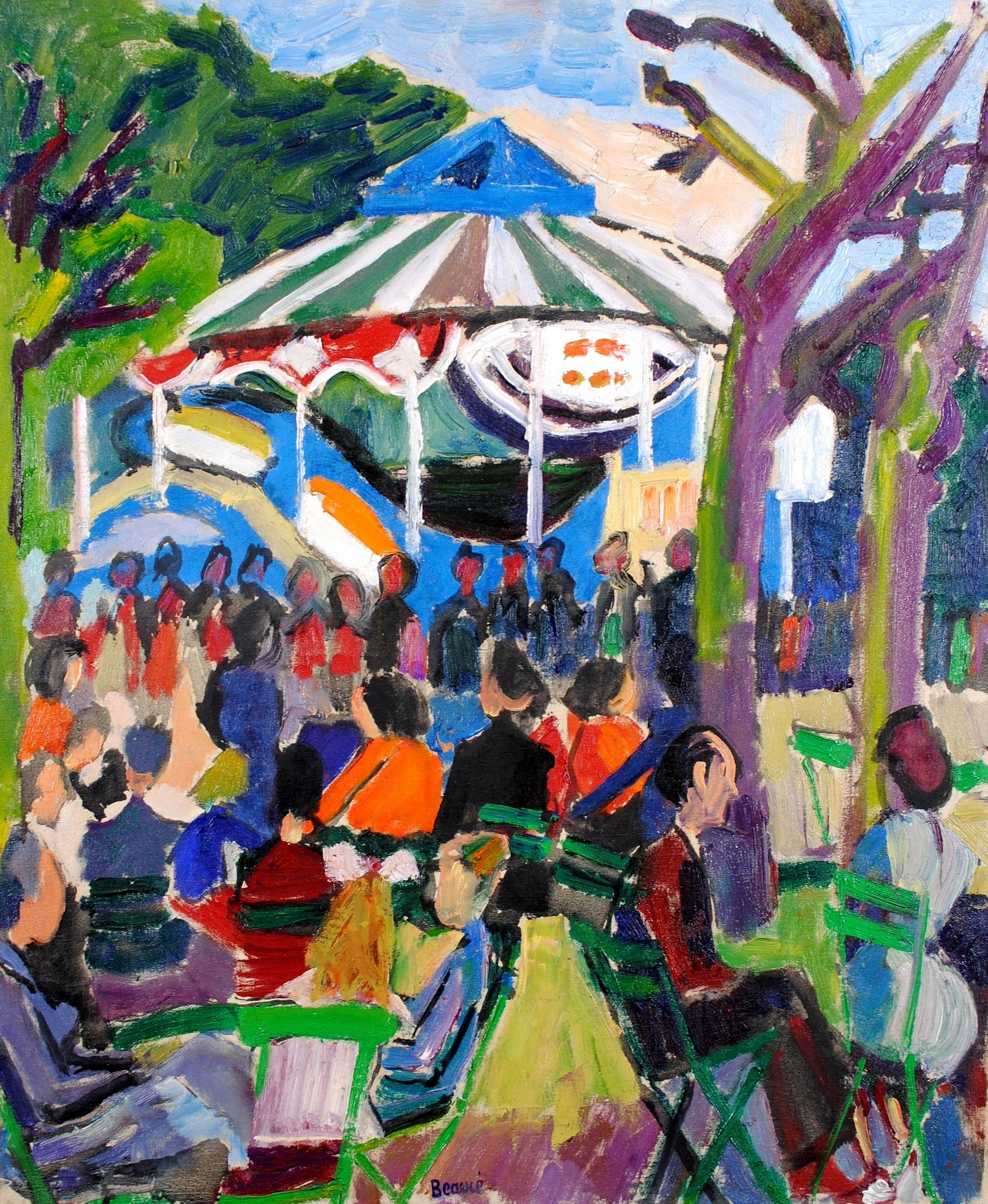 Funfair - 1950er Jahre Französisch Expressionist Mid Century Öl auf Leinwand Gemälde – Painting von André Beaucé