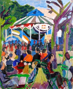 Funfair - Peinture à l
huile sur toile expressionniste française du milieu des années 1950