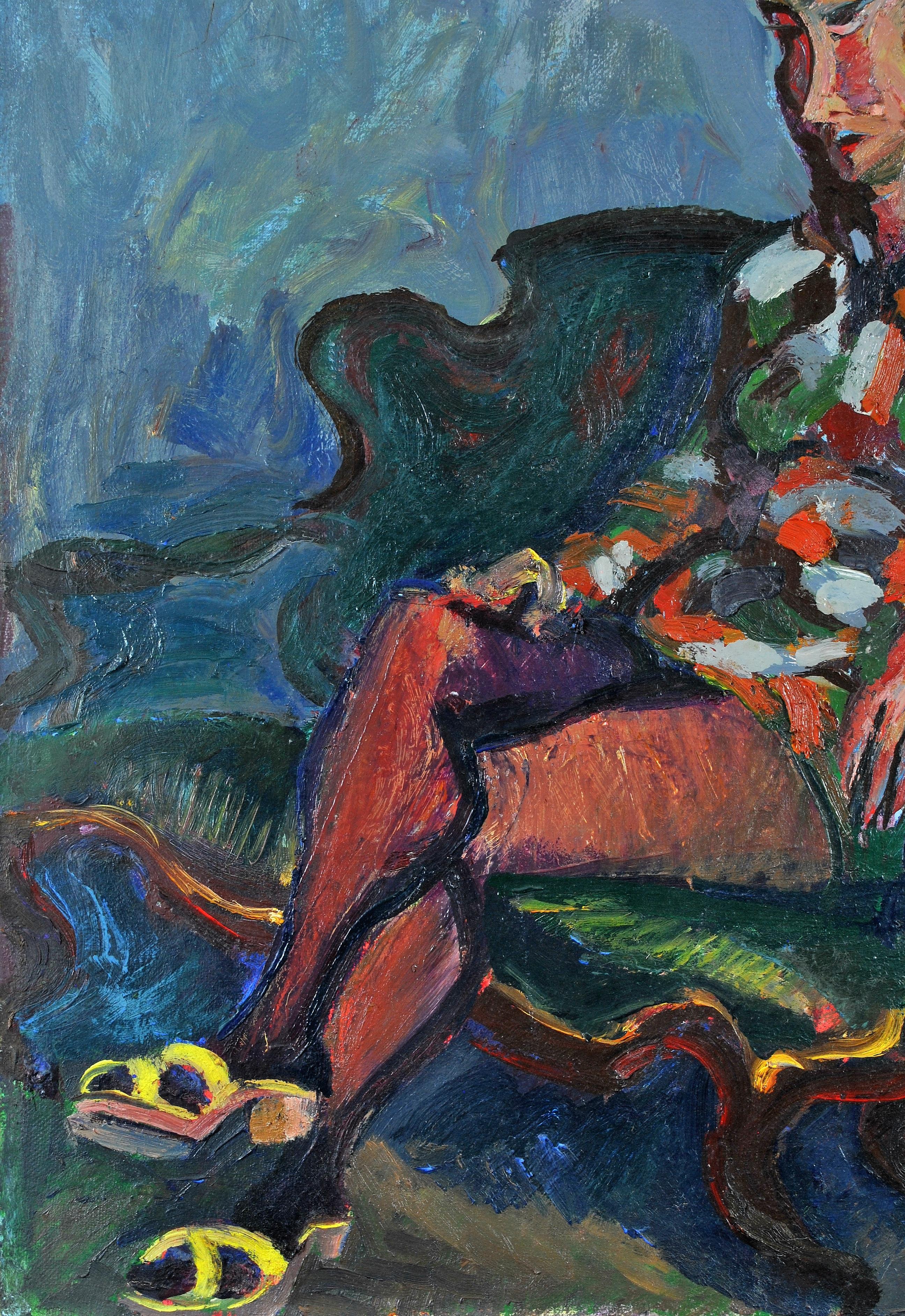 Portrait of a Lady - 1950's French Expressionist Mid Century Oil Canvas Painting 2