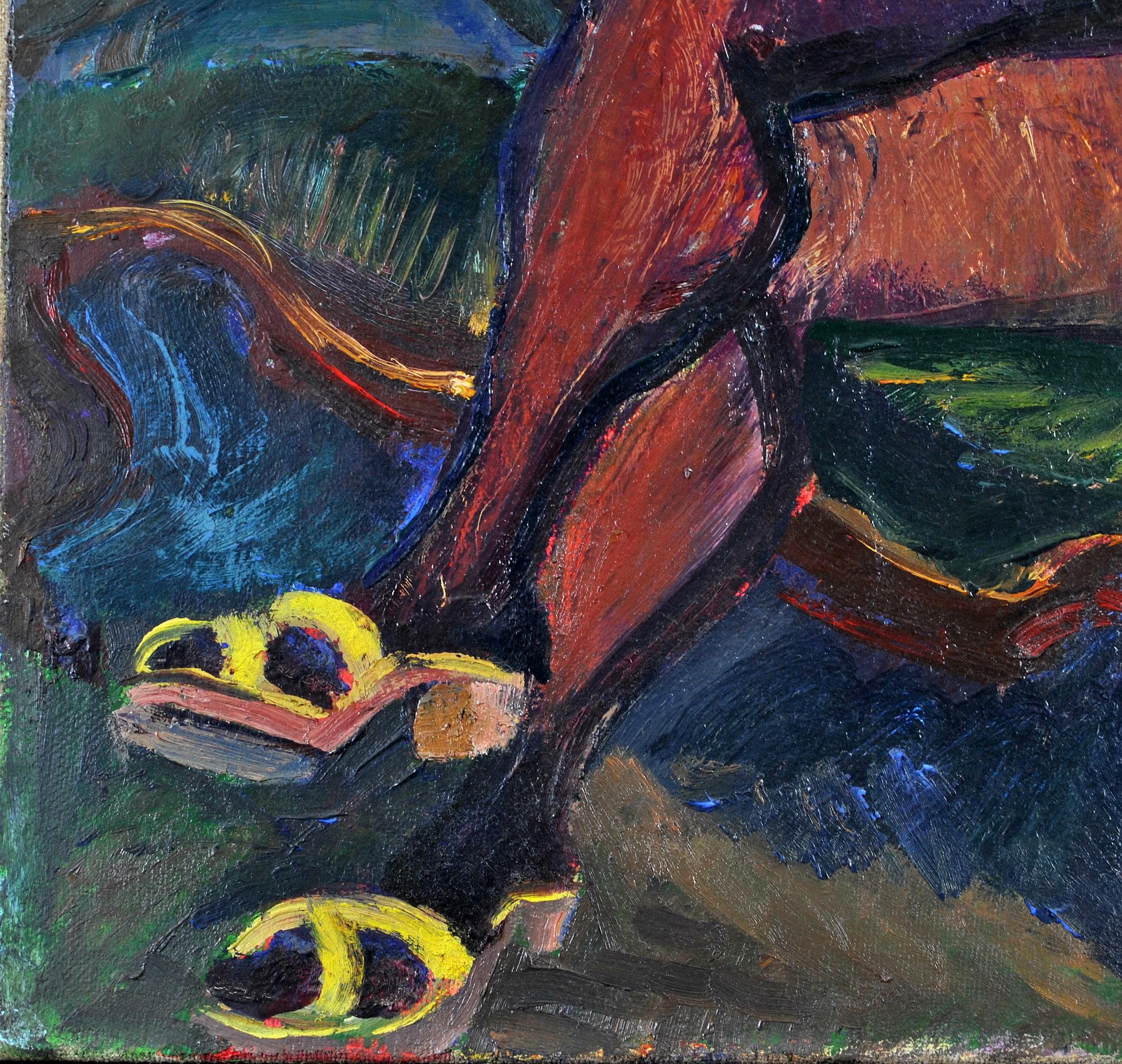 Portrait of a Lady - 1950's French Expressionist Mid Century Oil Canvas Painting 4