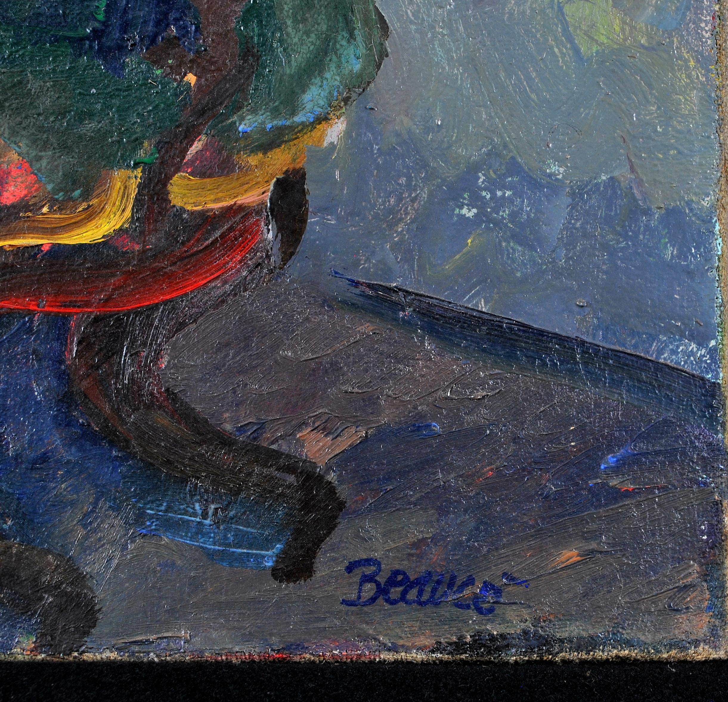 Portrait of a Lady - 1950's French Expressionist Mid Century Oil Canvas Painting 5