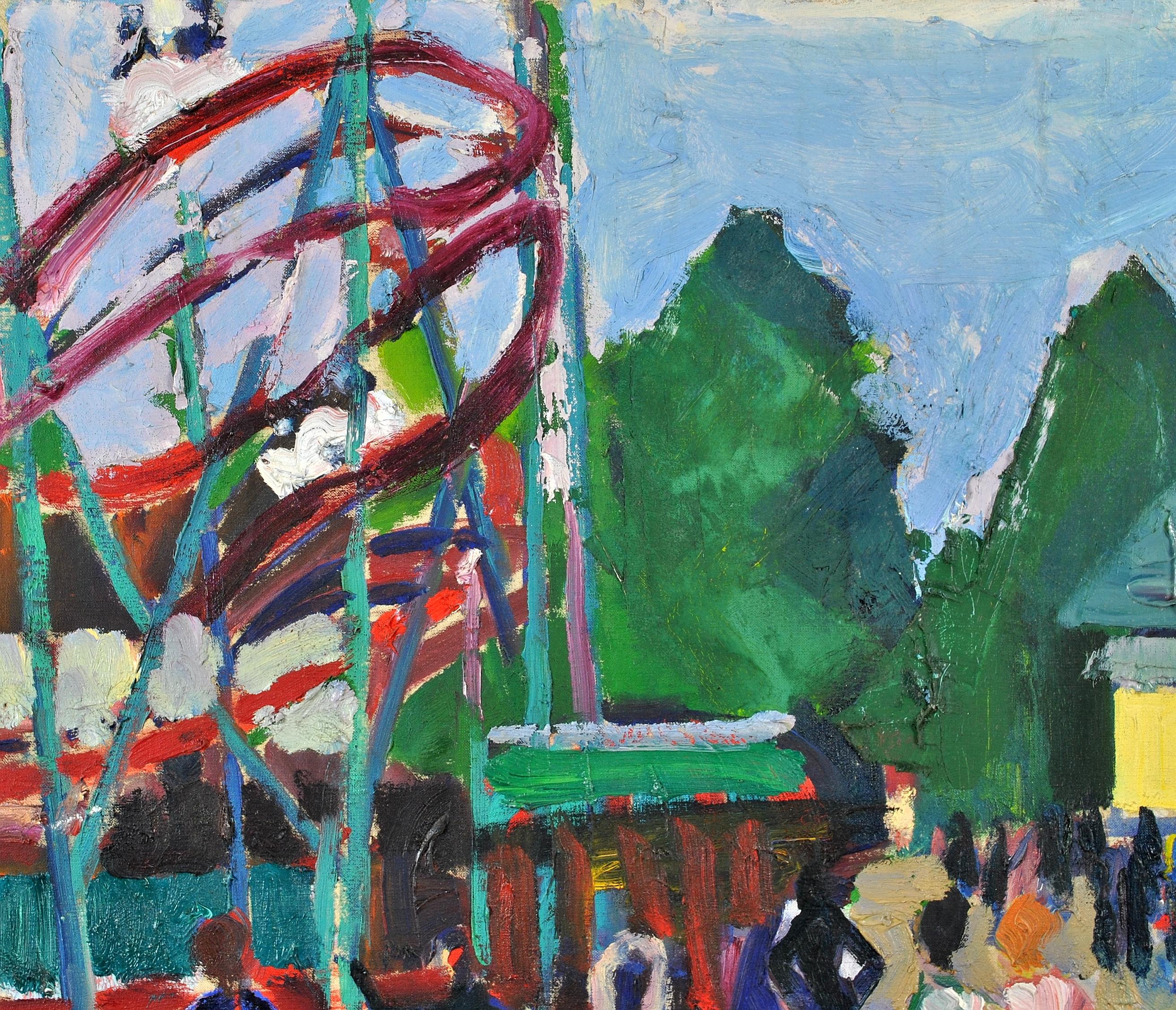 The Fairground - Peinture à l'huile expressionniste française du milieu du siècle dernier sur toile, années 1950 - Expressionniste Painting par André Beaucé