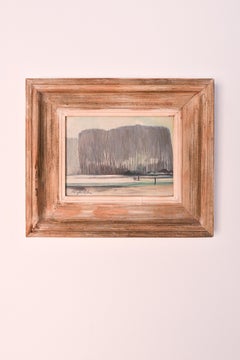 Mid 20th century oil on board painting of a forest landscape, by André Bogaert