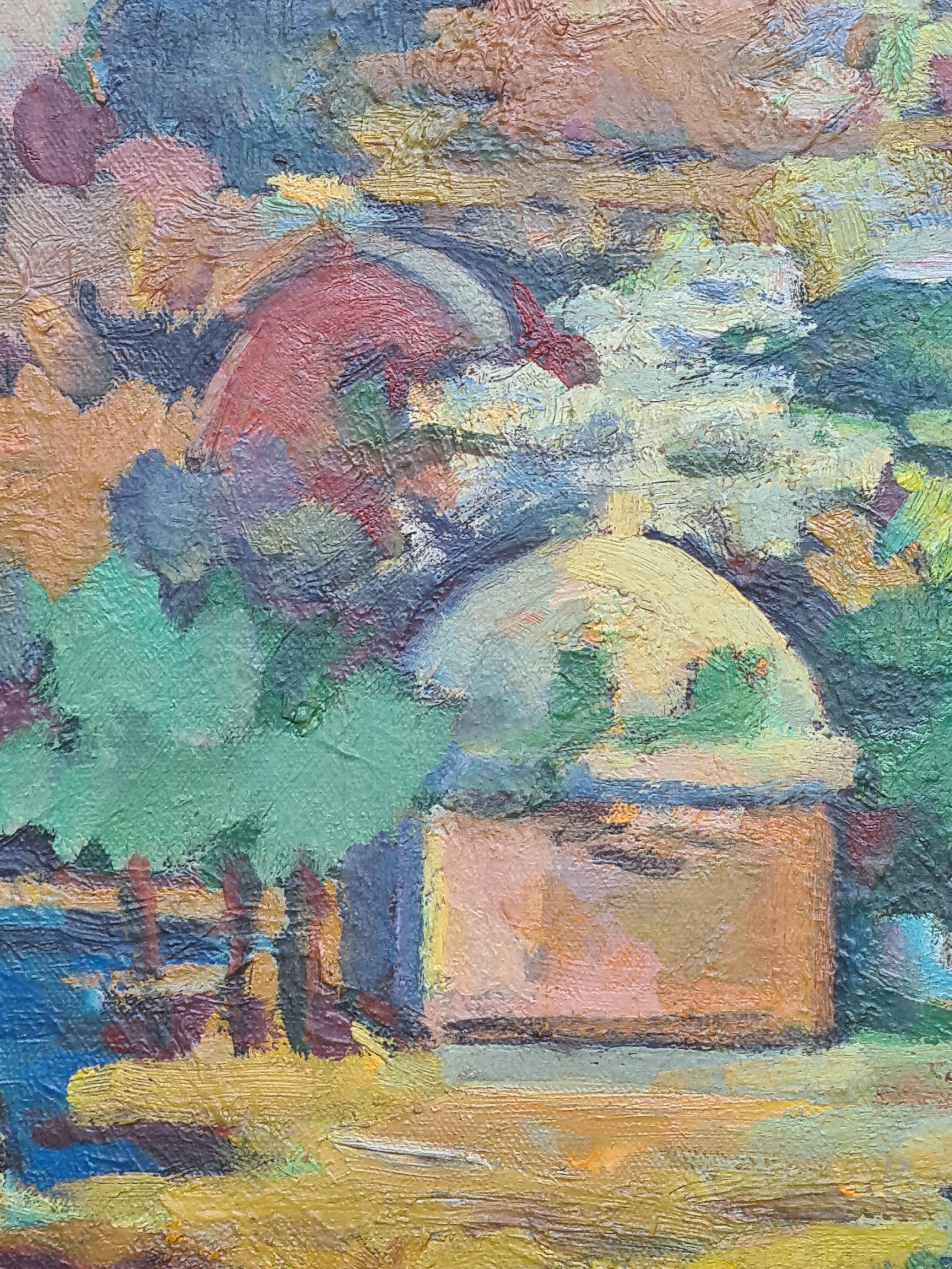 Algerien, Orientalisch-fauvistisches Ölgemälde, Schüler von Othon Freize (Beige), Landscape Painting, von André Boureau