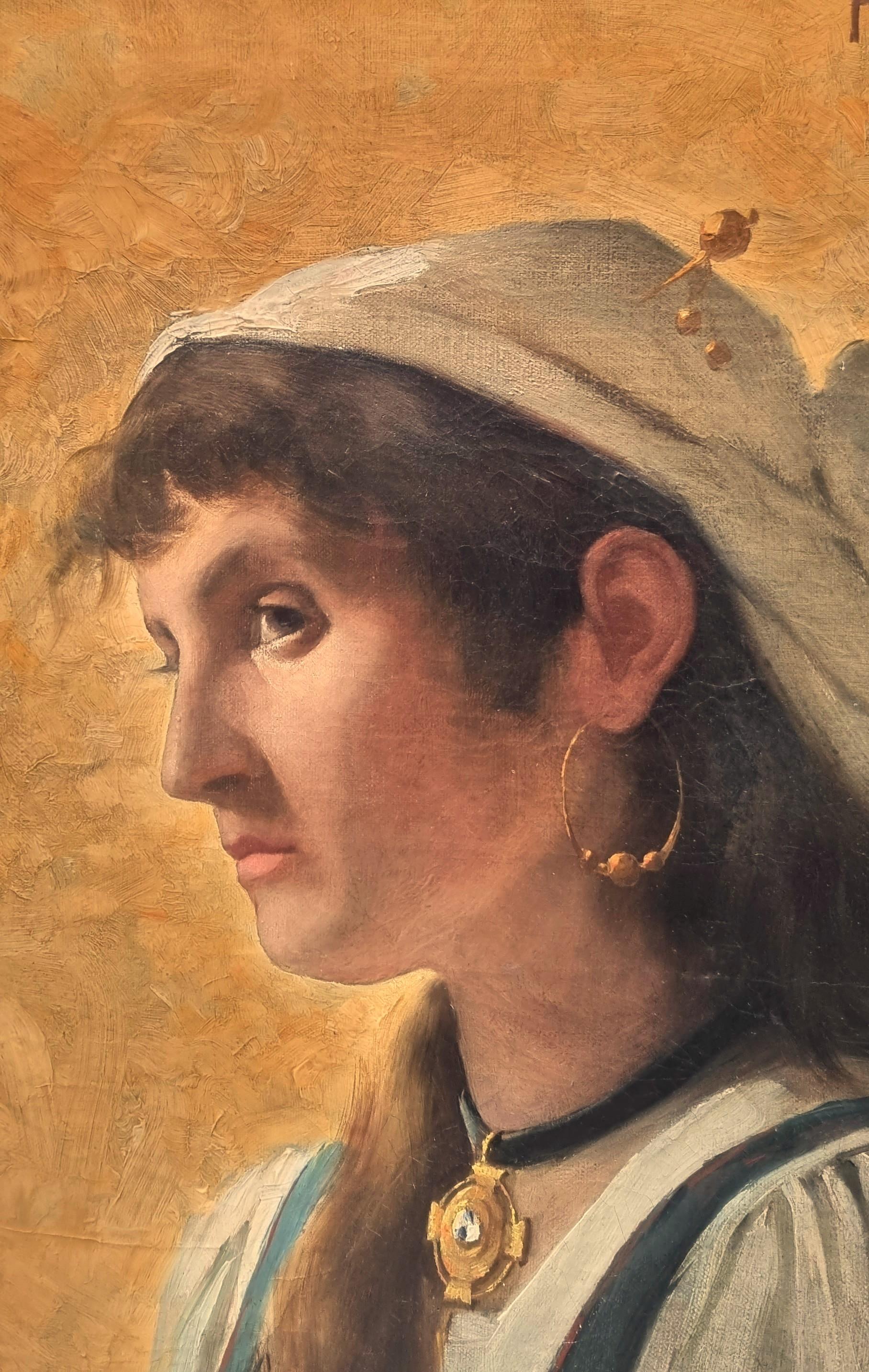 Gemälde Porträt junger italienischer Schmuck belgischer akademischer Maler COLLIN 19. (Akademisch), Painting, von André COLLIN