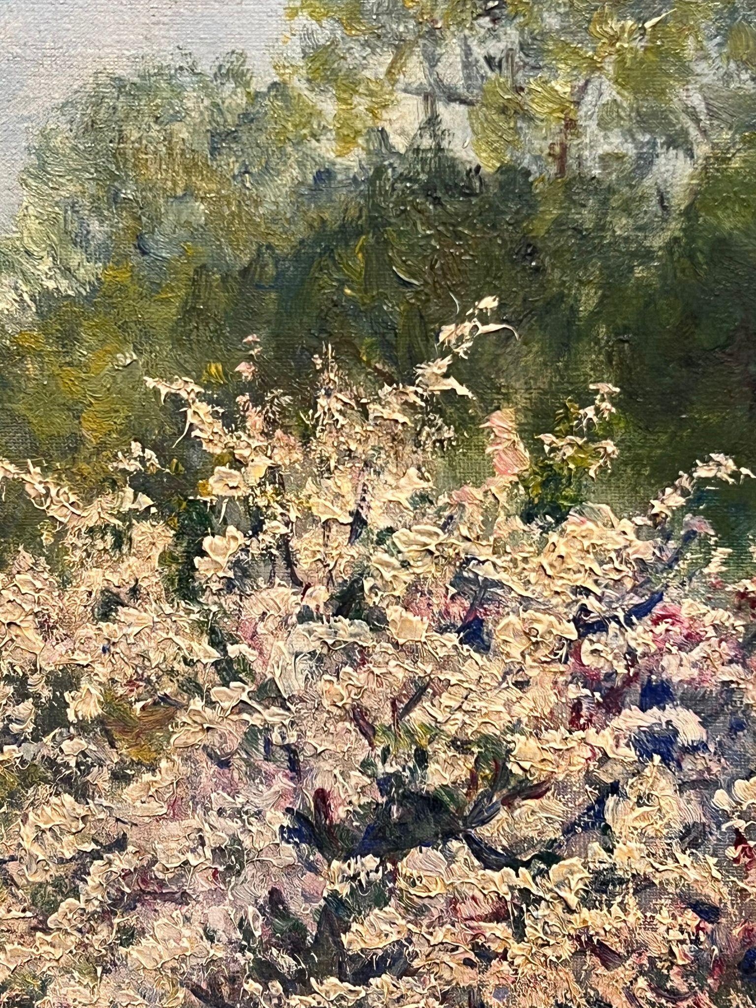 Spring Blossoms in a Countryside Landscape Painting French Impressionist Oil For Sale 2