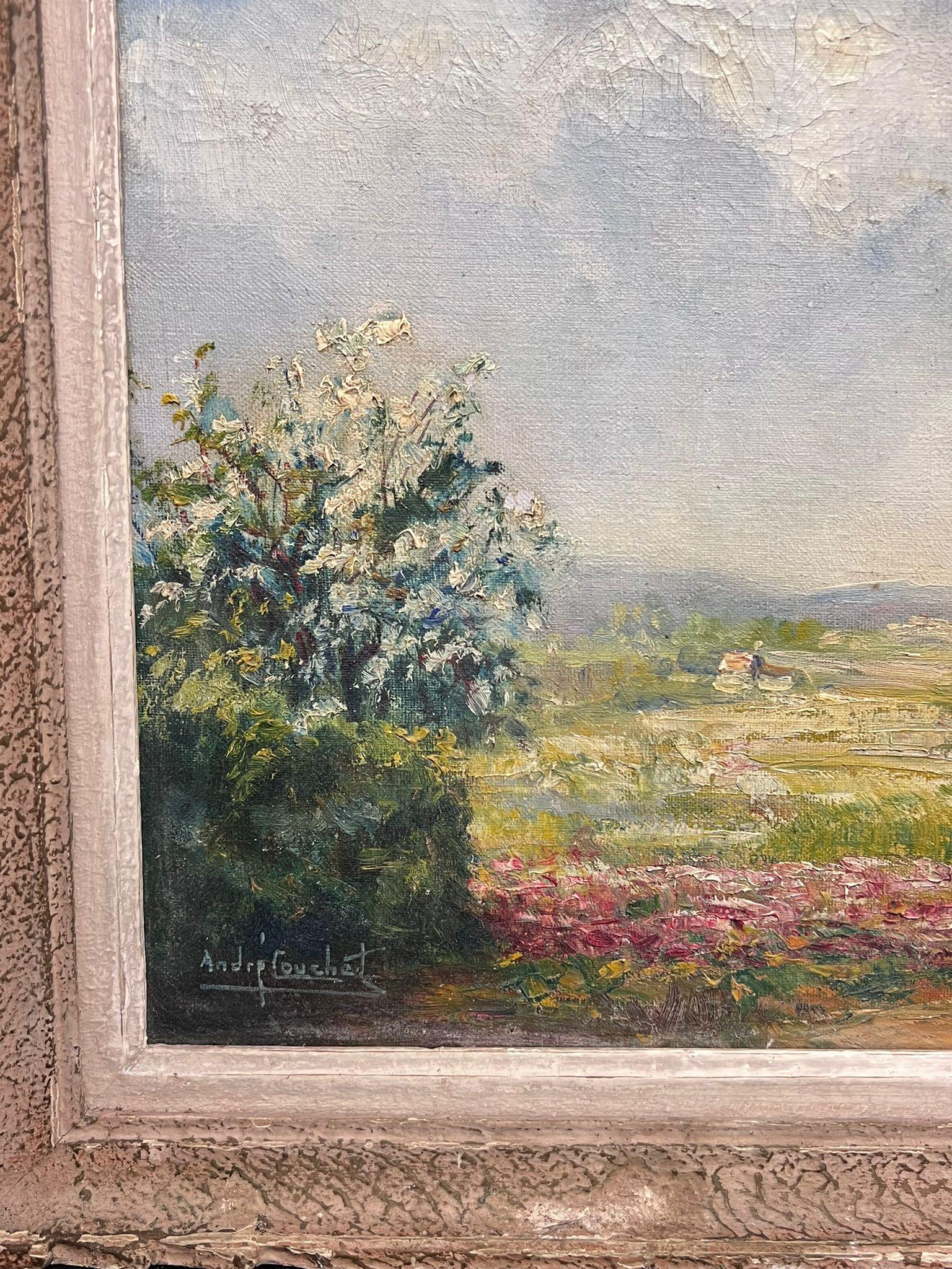 Spring Blossoms in a Countryside Landscape Painting French Impressionist Oil For Sale 3