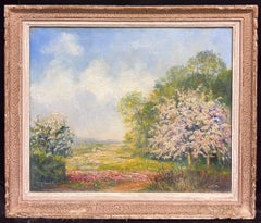 Spring Blossoms in a Countryside Landscape Painting French Impressionist Oil