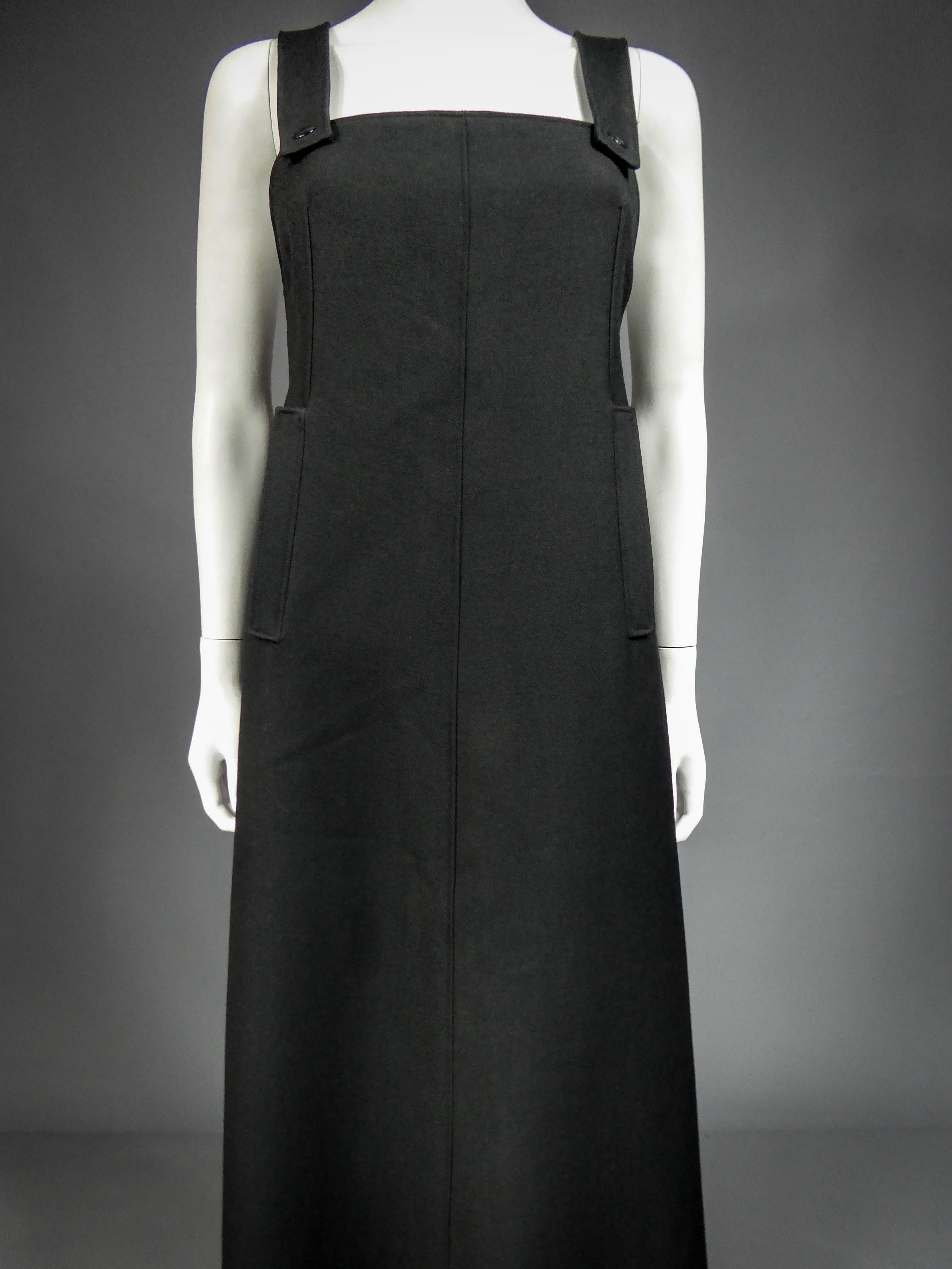 Black An André Courrèges Chasuble French Couture Dress Numbered 0031643 Circa 1970 For Sale