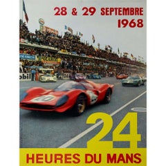 Affiche originale du Mans de 1968 pour les 24 Heures du Mans - Sports