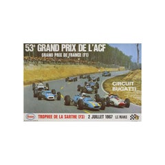 Original 1967 Grand Prix de l'ACF Poster, Circuit Bugatti