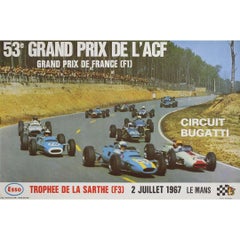 Original 1967 Grand Prix de l'ACF Poster, Circuit Bugatti