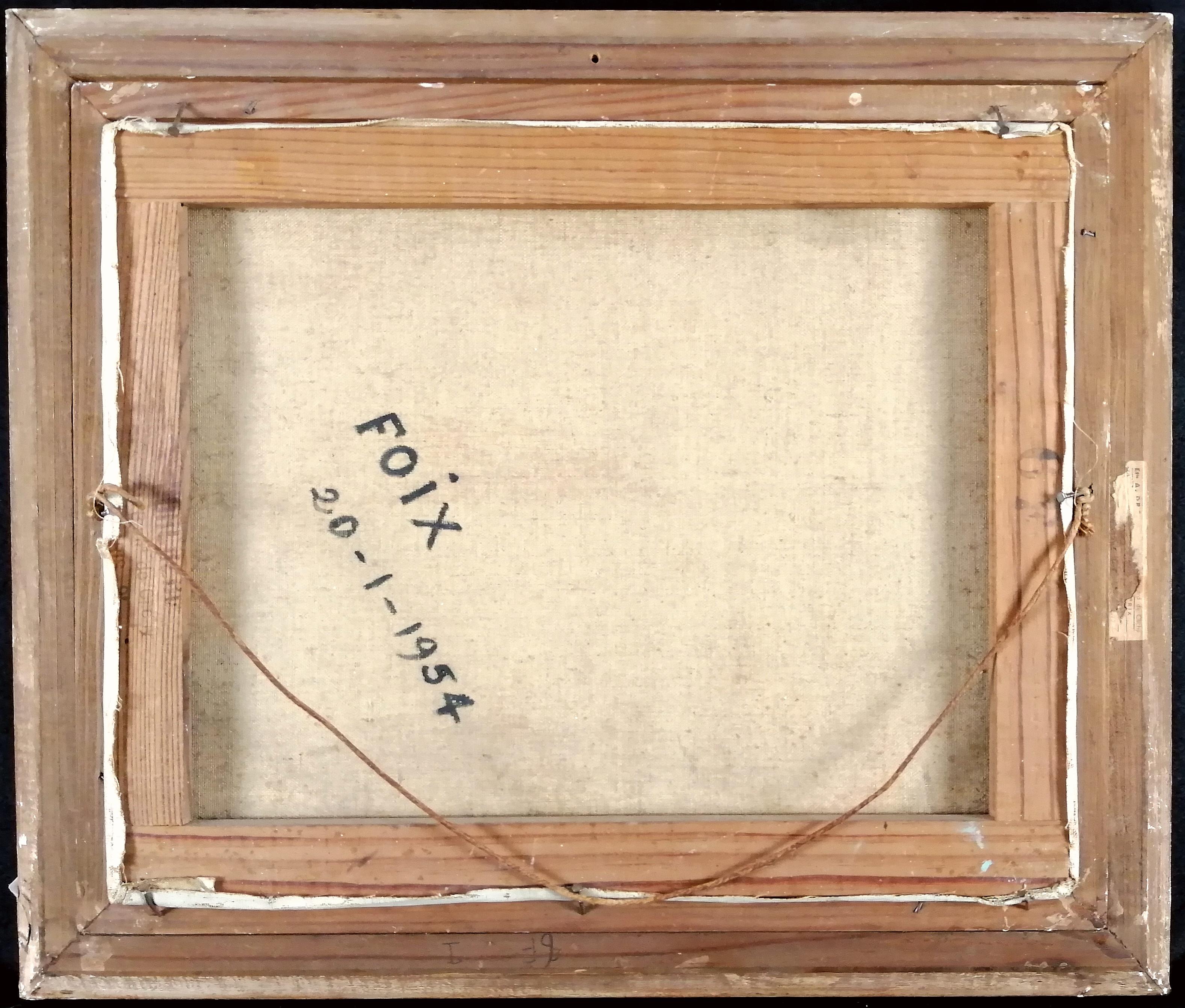 Château de Foix - Südfrankreich Französisch Naïf Landschaft Öl auf LeinwandGemälde im Angebot 1