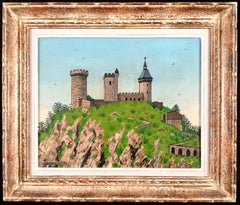 Château de Foix - South of France French Naïf Landscape Oil on CanvasPainting