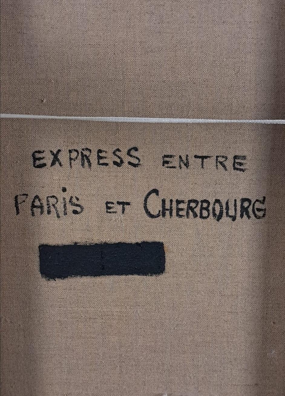 Espresso tra Parigi e Cherbourg  - Pittura a olio sul treno Naïf francese della metà del secolo scorso in vendita 5