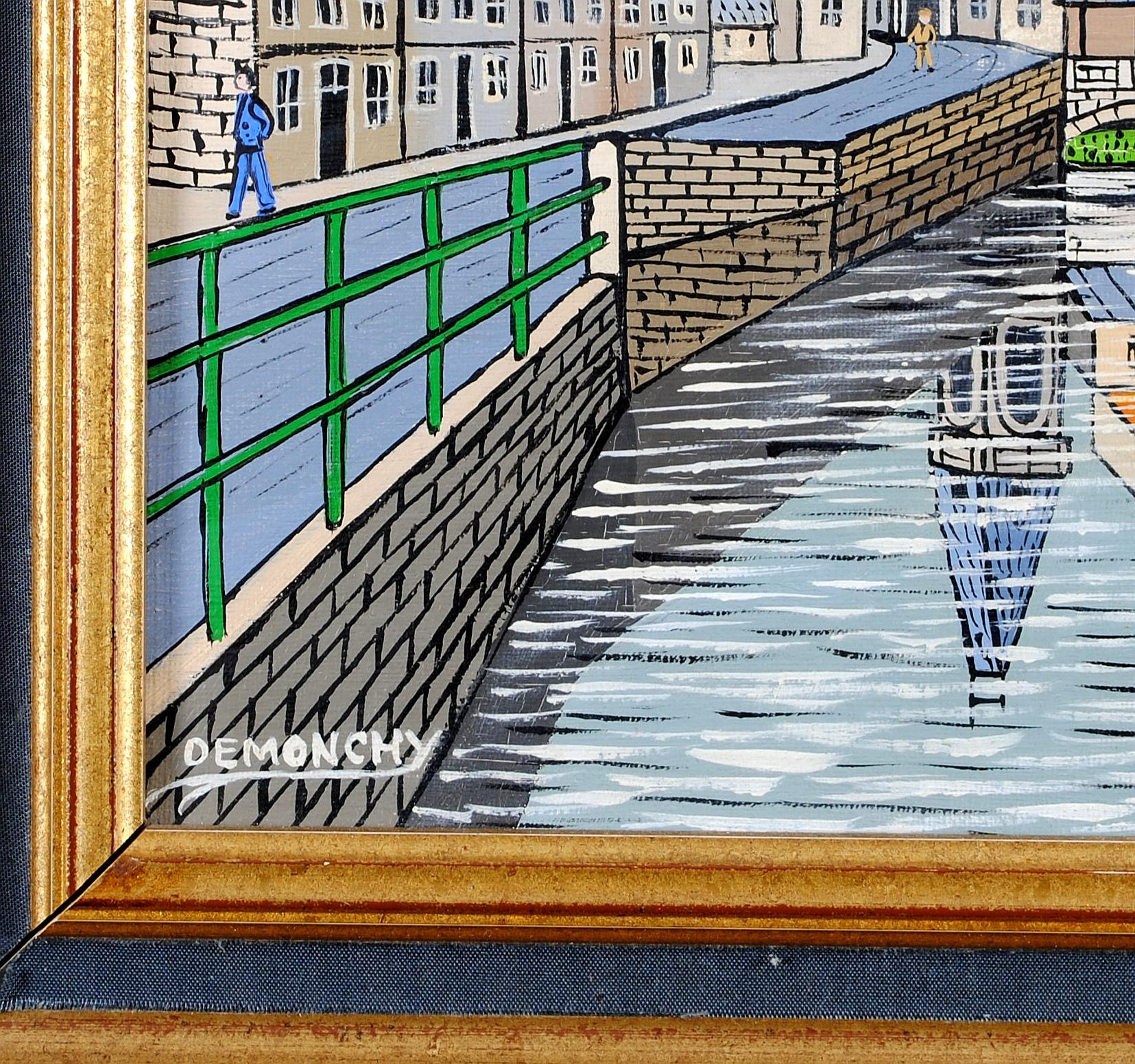 Old Amiens -  Saint Leu French Naïf River City Landscape France Oil Painting For Sale 5