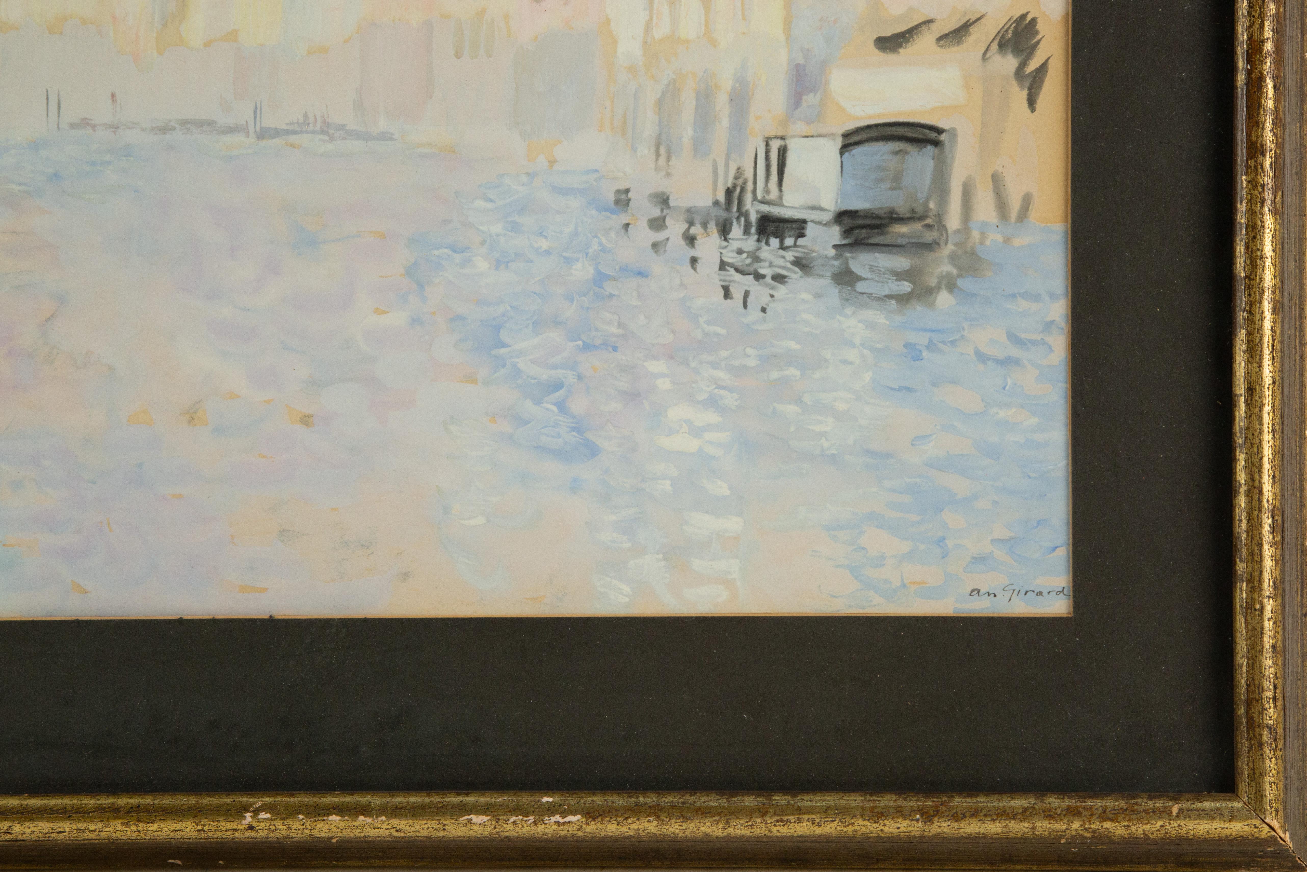 Titolo: Impressione di Venezia
Medium: Acquerello
Dimensioni del dipinto: 15 x 21 pollici
Dimensioni della cornice: 22 x 27 pollici
Condit: Quest'opera d'arte è in buone condizioni generali per la sua età.
Firma: Firmato
Artistics: An.