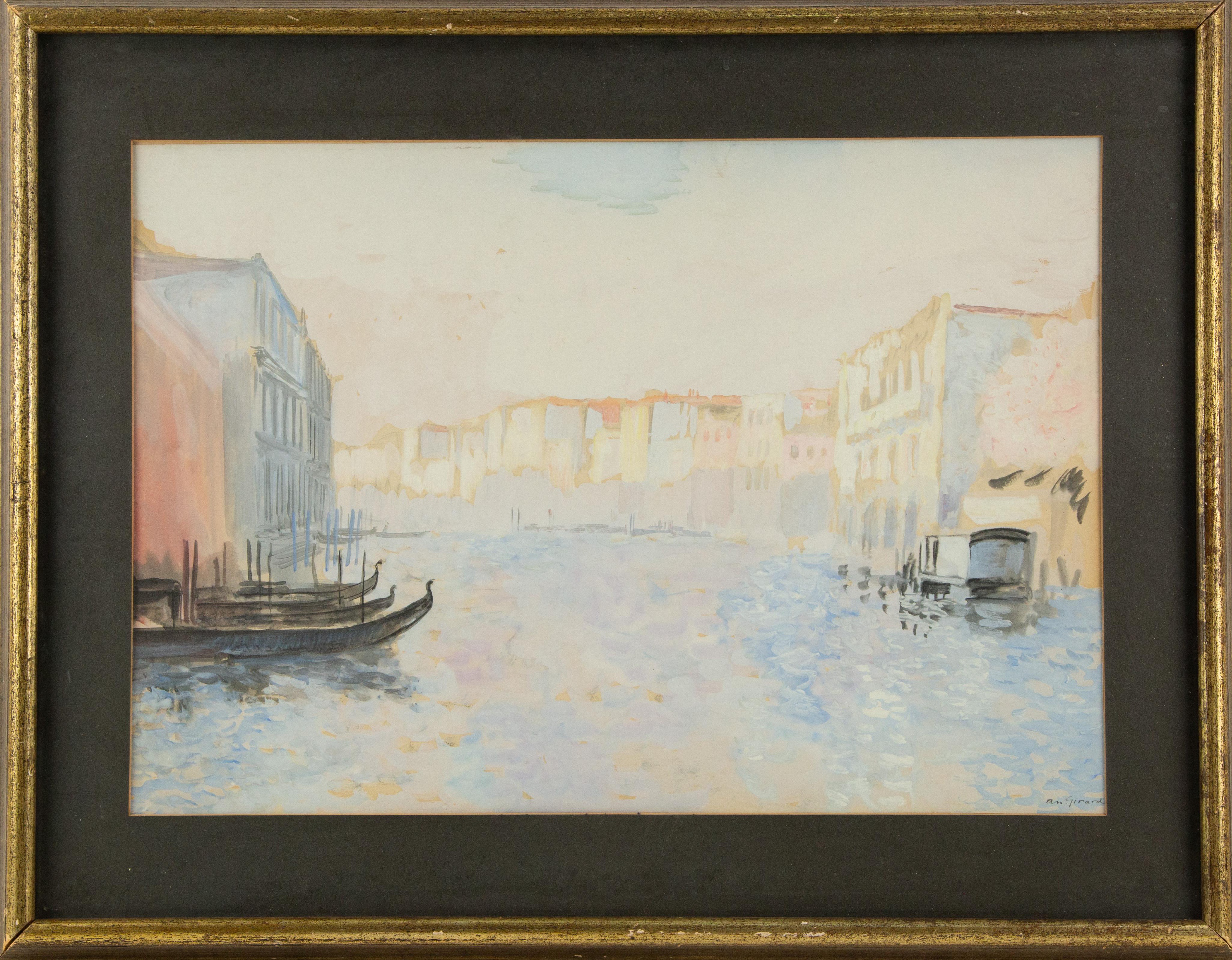 Andrè Girard Landscape Painting - Andre Girard (1901 - 1968) New York / France Watercolor "Venice Impression"
