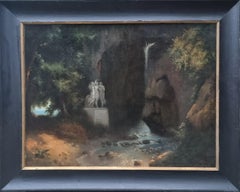 GIROUX Neoclassical Historical Landscape French Painting Three Graces 19th