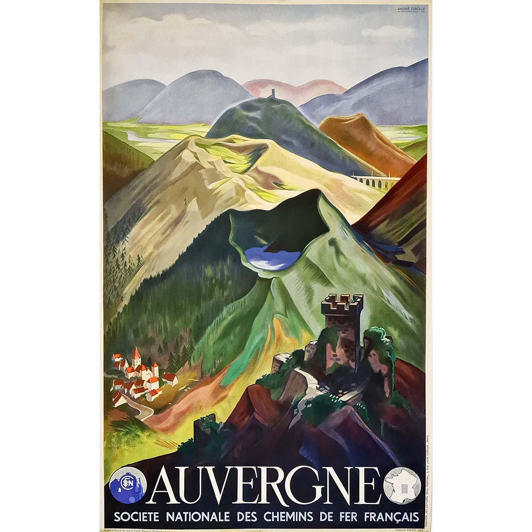 1938 original poster of the illustrator André Giroux - Auvergne SNCF - Tourism For Sale 2