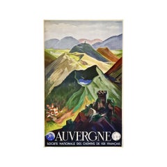 Affiche originale de 1938 de l'illustrateur André Giroux - Auvergne SNCF - Tourisme